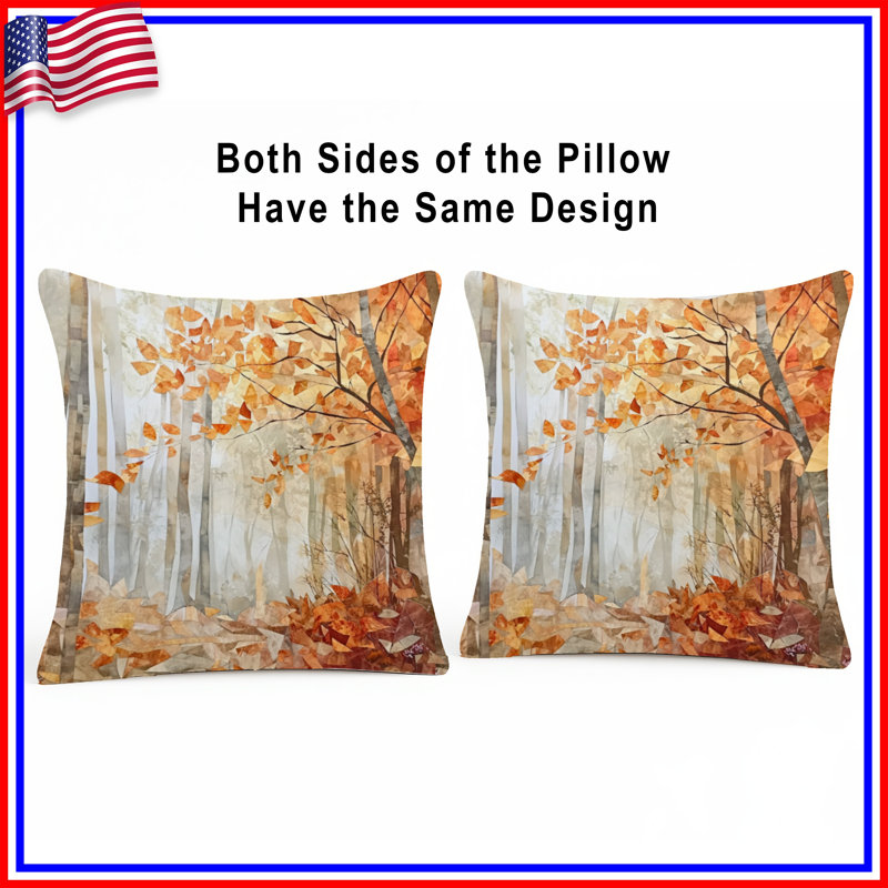Autumn Forest Scene Double Sided Throw Pillows, 20 x 20 inches