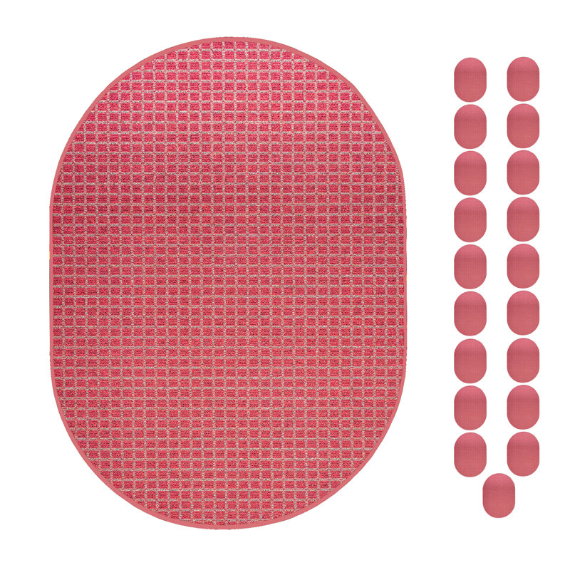 Ensemble de tapis intérieur / extérieur en polyester touffeté à la machine Ombra, Ovale 1 pi 6 po x 2 pi 3 po