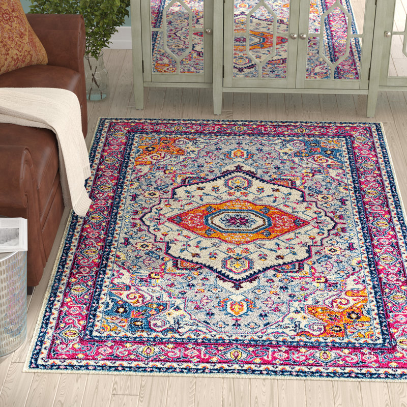 Tapis d'intérieur oriental magenta Dietz, Rectangulaire 9 pi 8 po x 13 pi 2 po