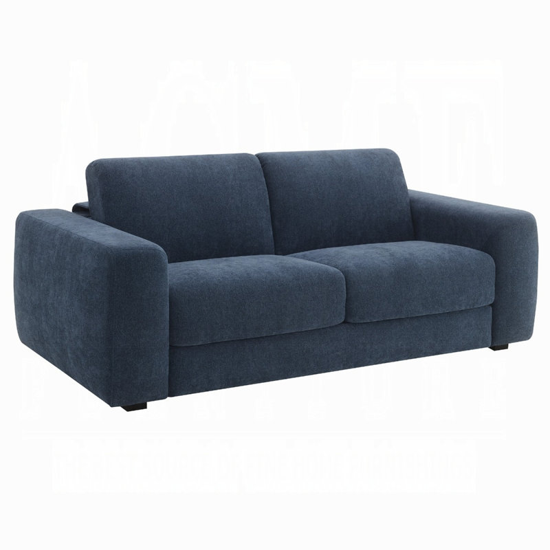 Canapé Chesney avec canapé-lit, Chenille bleu foncé