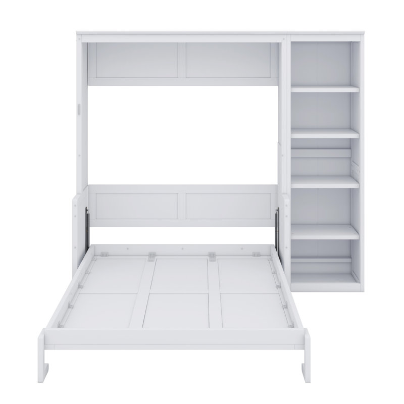 Lit escamotable avec bureau et bibliothèque Murphy, Blanc