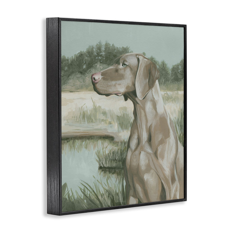 «Stoic Labrador Landscape», art de la giclée encadrée par Grace Popp, Giclée encadrée noir minuit, H 14 po x l 11 po