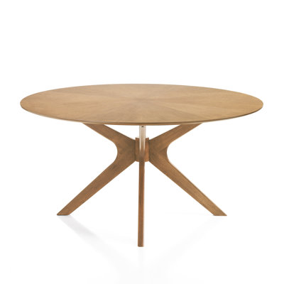 Oak Round Solid Wood Base Dining Table