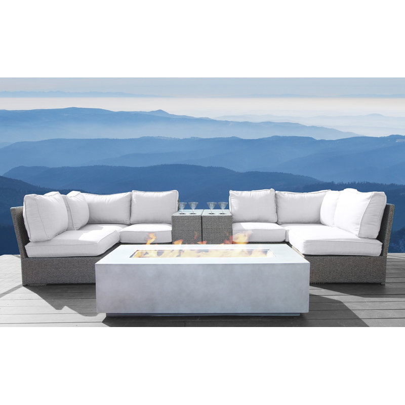 Ensemble de conversation modulaire avec coussins Sunbrella 9 pièces Denora, Mélange de gris