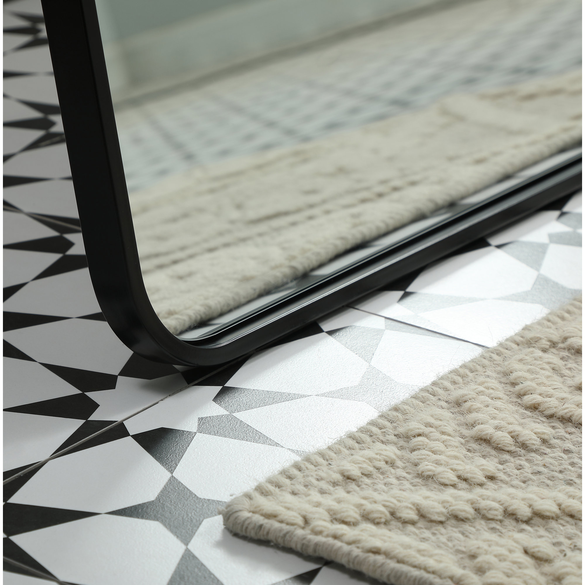 Sabine Metal Rounded Rectangle Floor Mirror, 72" x 32", Black