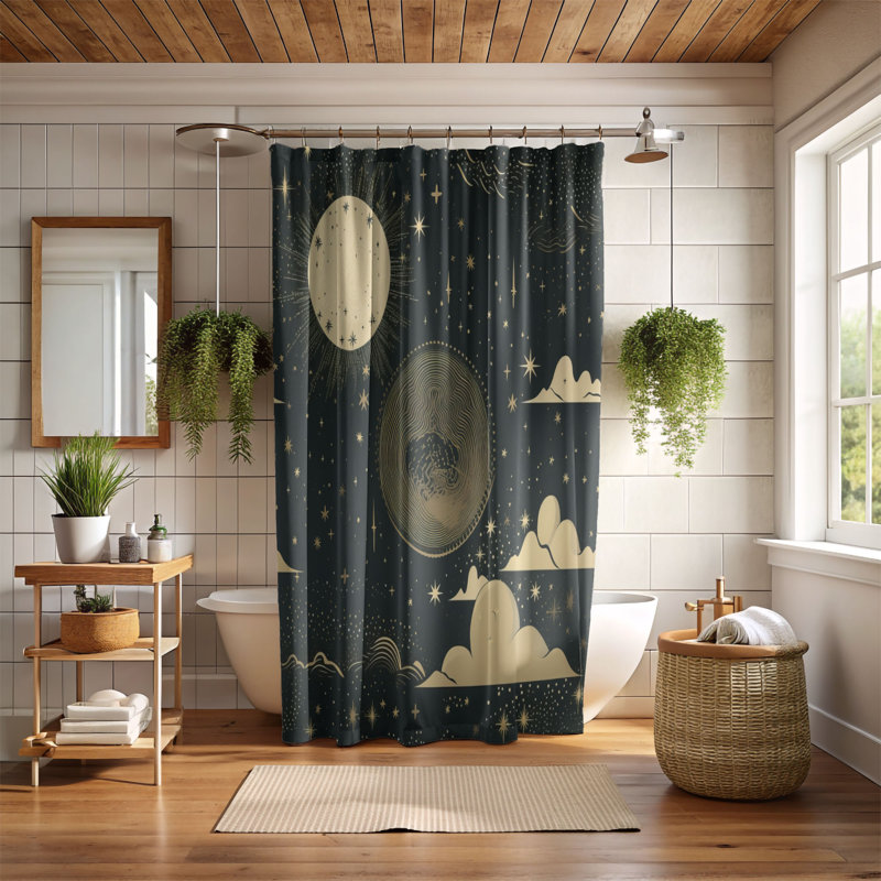 Ametria Abstract Shower Curtain, 74"H x 71"W