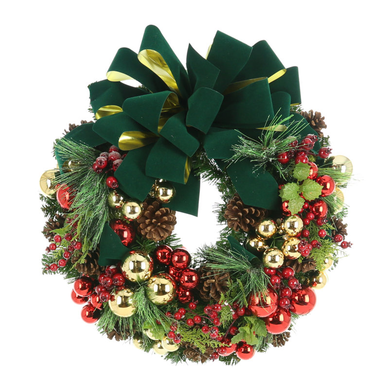 Classic Holiday Wreath and UV Boxwood Drop-In