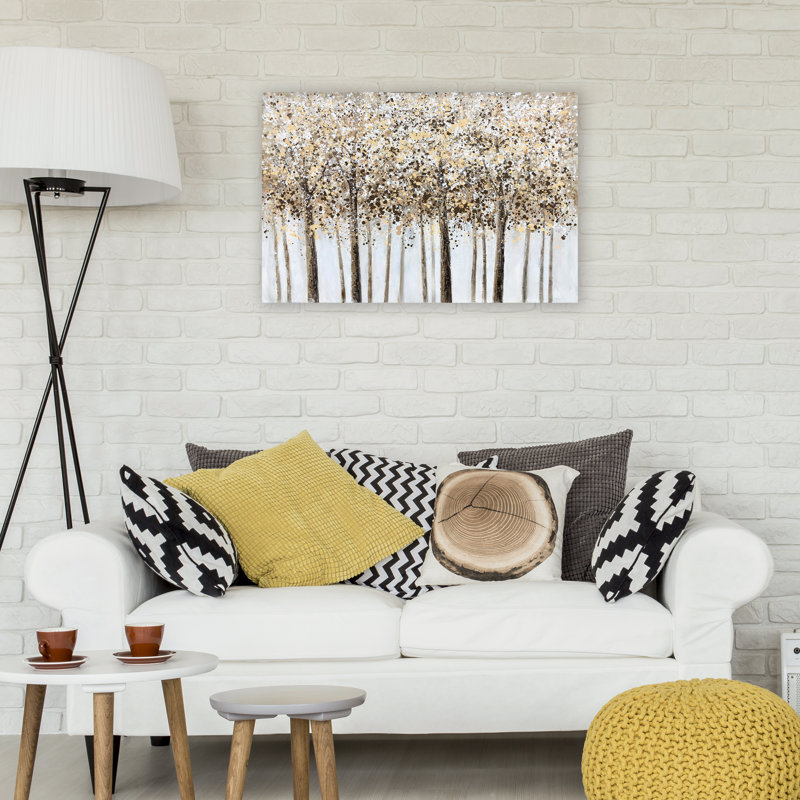 Golden Forest - reproduction d'art sur toile tendue, H 24 po x l 36 po x P 2 po
