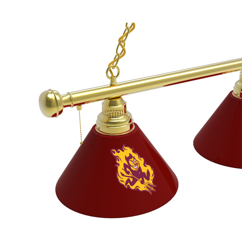 3 - Light Pool Table Lights Pendant, Brass, Arizona State Sun Devils with Sparky logo
