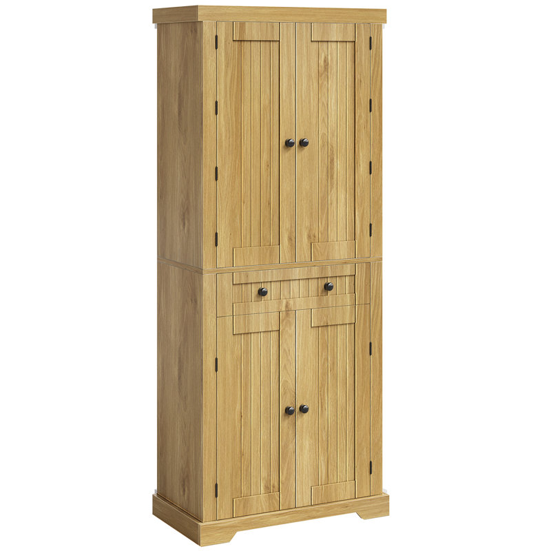 Bulut 72" Tall Kitchen Pantry Storage Cabinet with Motion Sensor Light, Door Shelves and Drawer,White Large Bathroom Cabinet with Adjustable Shelves