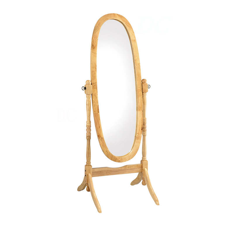 Miroir sur pied 59,25 "de haut avec finition naturelle, forme ovale