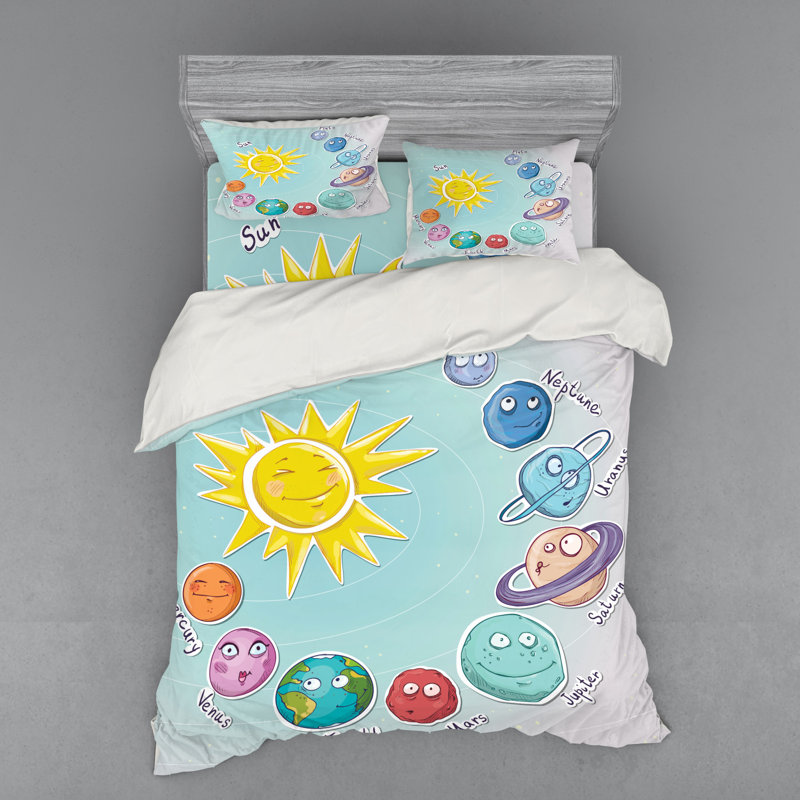 Ensemble de housse de couette en microfibre multicolore Space, Housse de couette grand + 3 pièces supplémentair