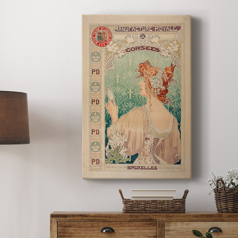Fabrication Royale De Corsets - galerie tendue sur toile par Alphonse Mucha, 12 x 18