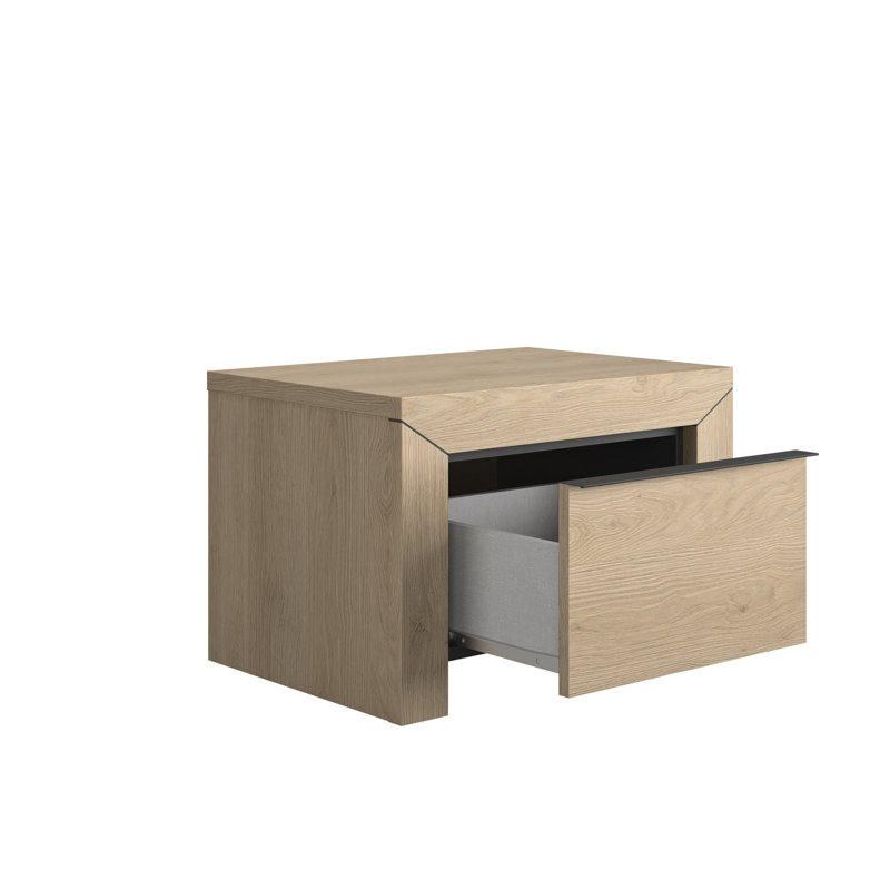 Rio 57cm W Manufactured Wood Bedside Table, Natural Chestnut