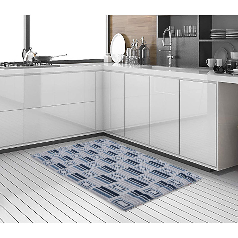 Geometric Polyester Anti-Fatigue Kitchen Mat