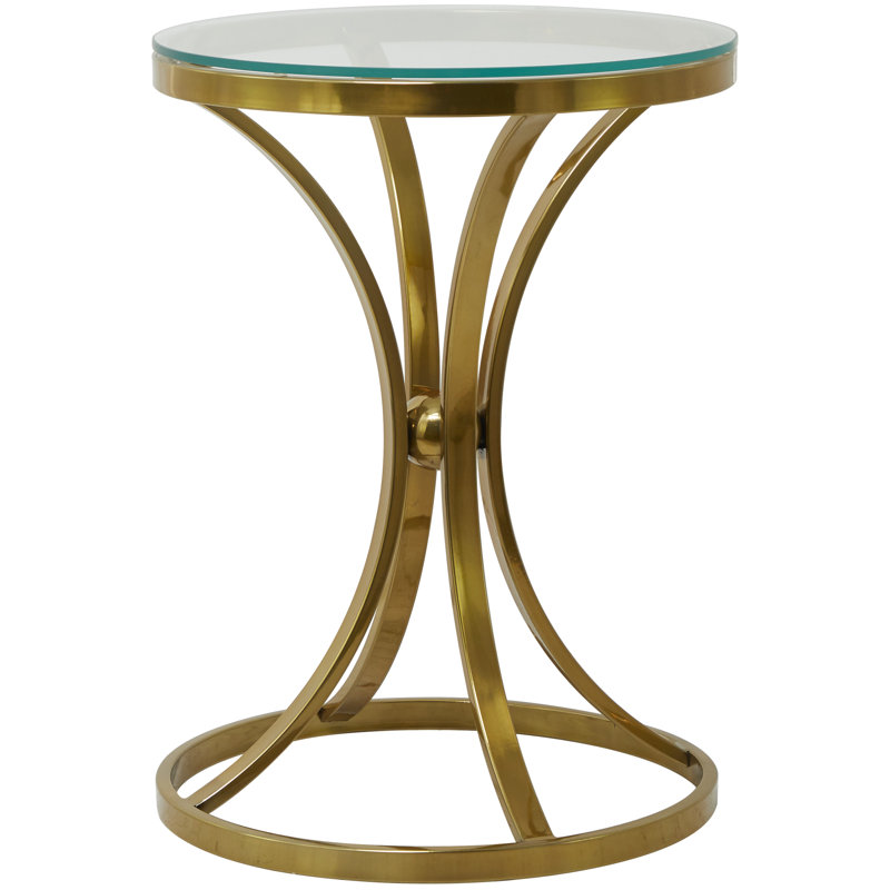 Wadad Stainless Steel Top End Table, Gold