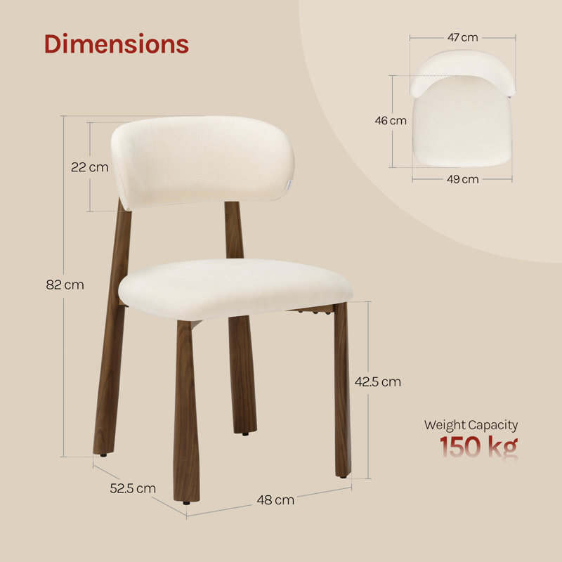 Upholstered Dining Chair, Cream, 2, Cream