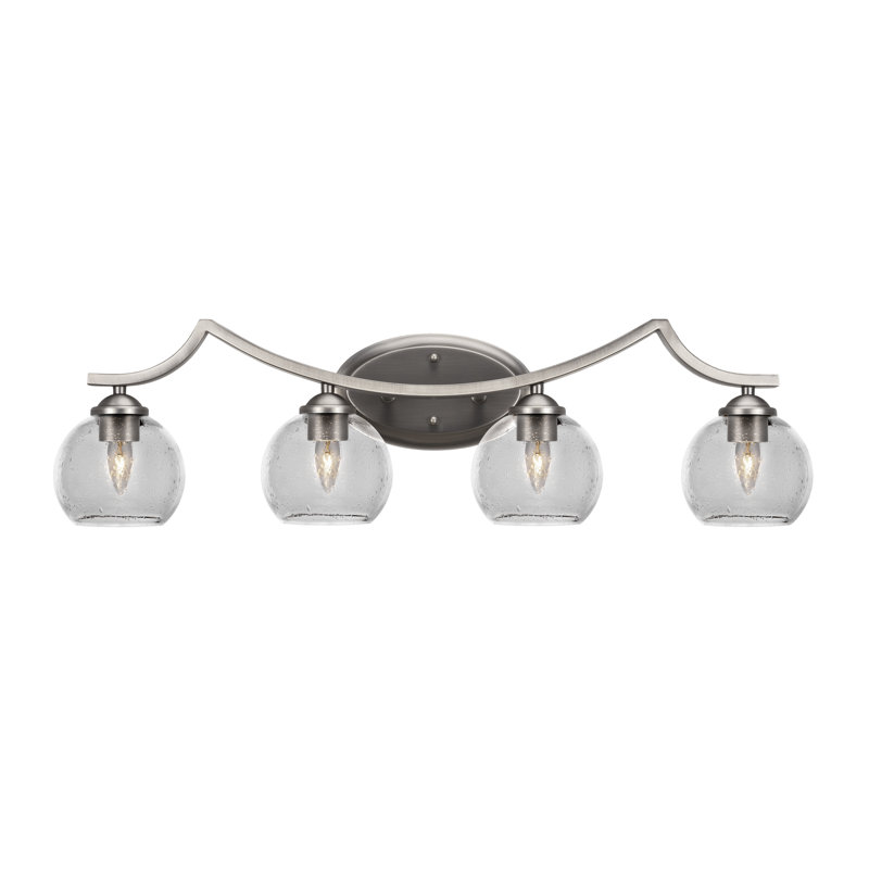 Barre d'éclairage de salle de bain 4 lumières Zilo, Transparent, Gris