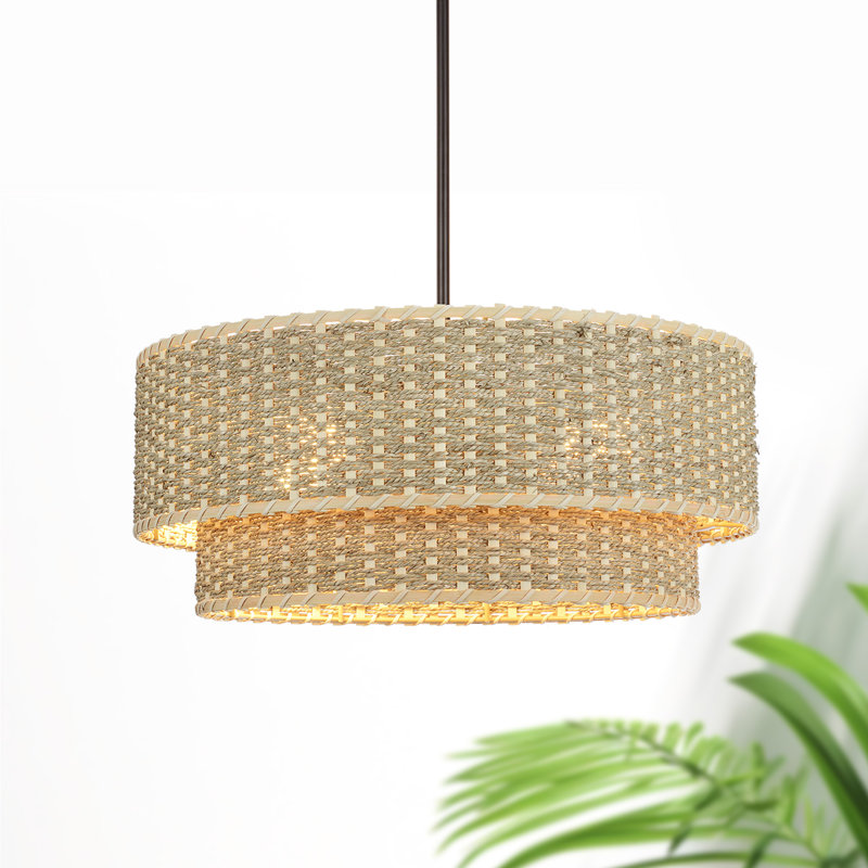 Luminaire suspendu en rotin naturel à 4 lumières Giancola