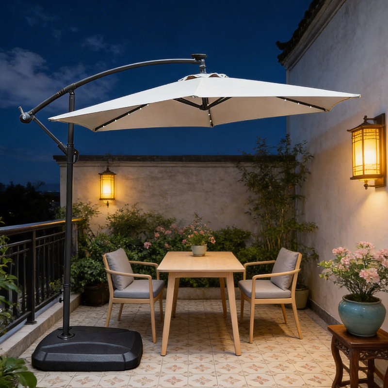 PAU 294cm Lighted Cantilever Parasol, Beige