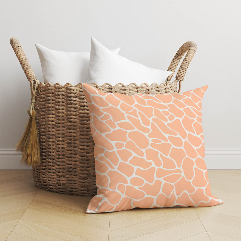 Coussin Patch Play, H 16 po x l 16 po, Imprimé pêche / orange