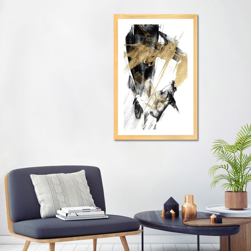 « Glam & Black I » par Jennifer Goldberger-impression, H 32 po x l 24 po x P 1 po, Papier encadré de bois naturel