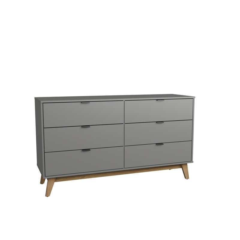 Kyrese 57.08'' W 6 - Drawer Dresser, Gray
