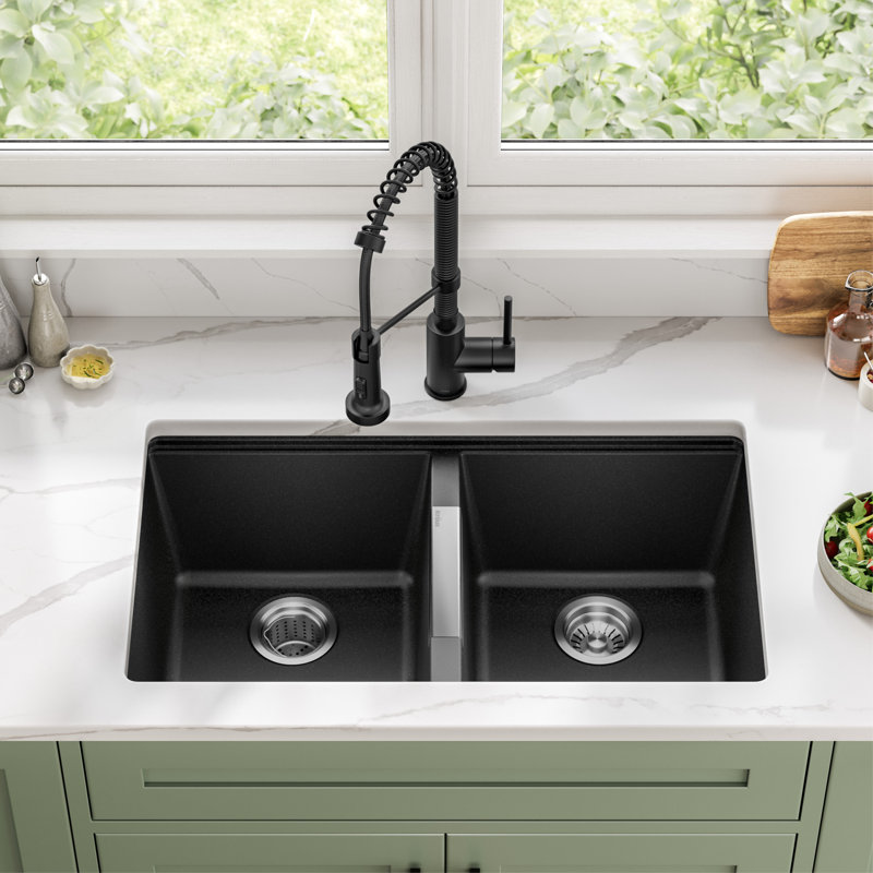 Évier de cuisine en granite onyx KRAUS, 33", Noir
