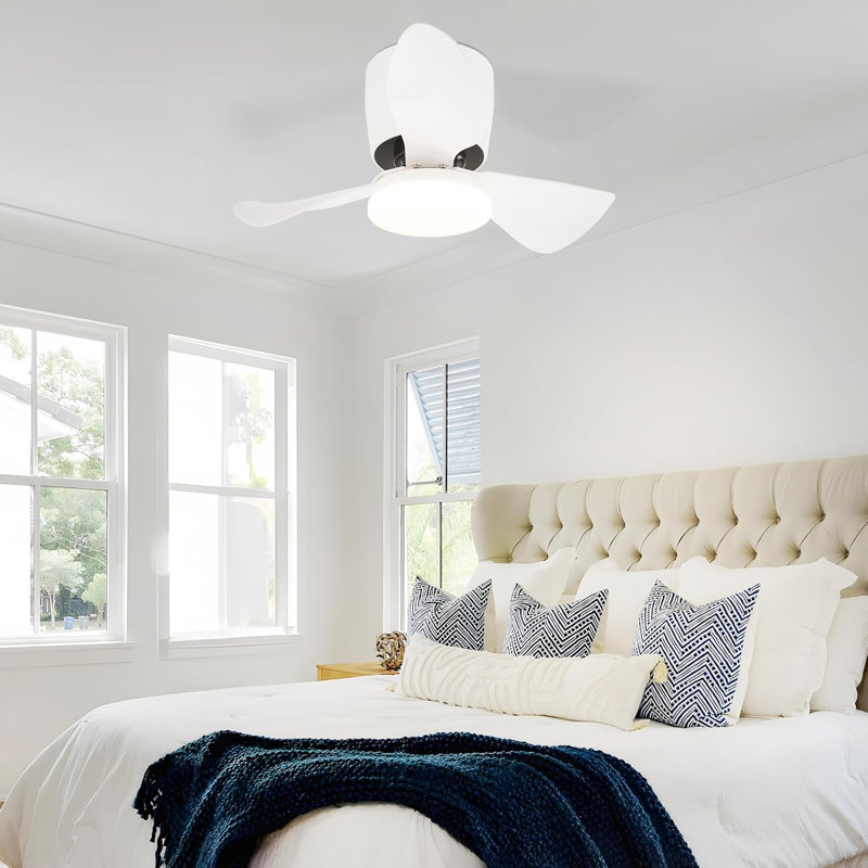 Ceiling Fan with LED Lights, White, Ivory