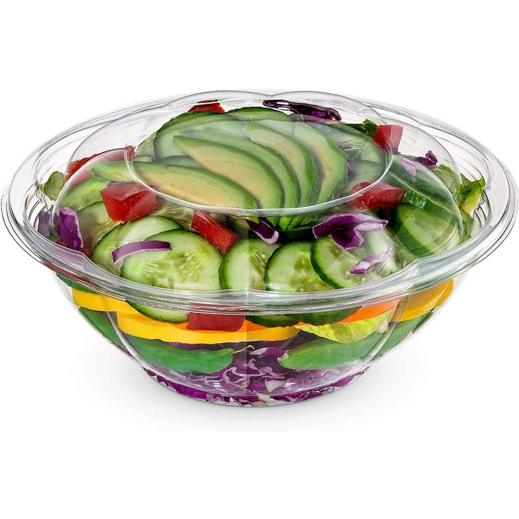 24 oz Salad To-Go Containers - Clear Plastic Disposable Salad  Containers/Bowls with Airtight Lids