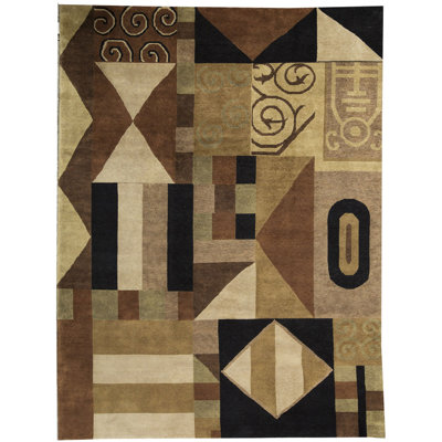 Tapis brun de haute qualité noué à la main