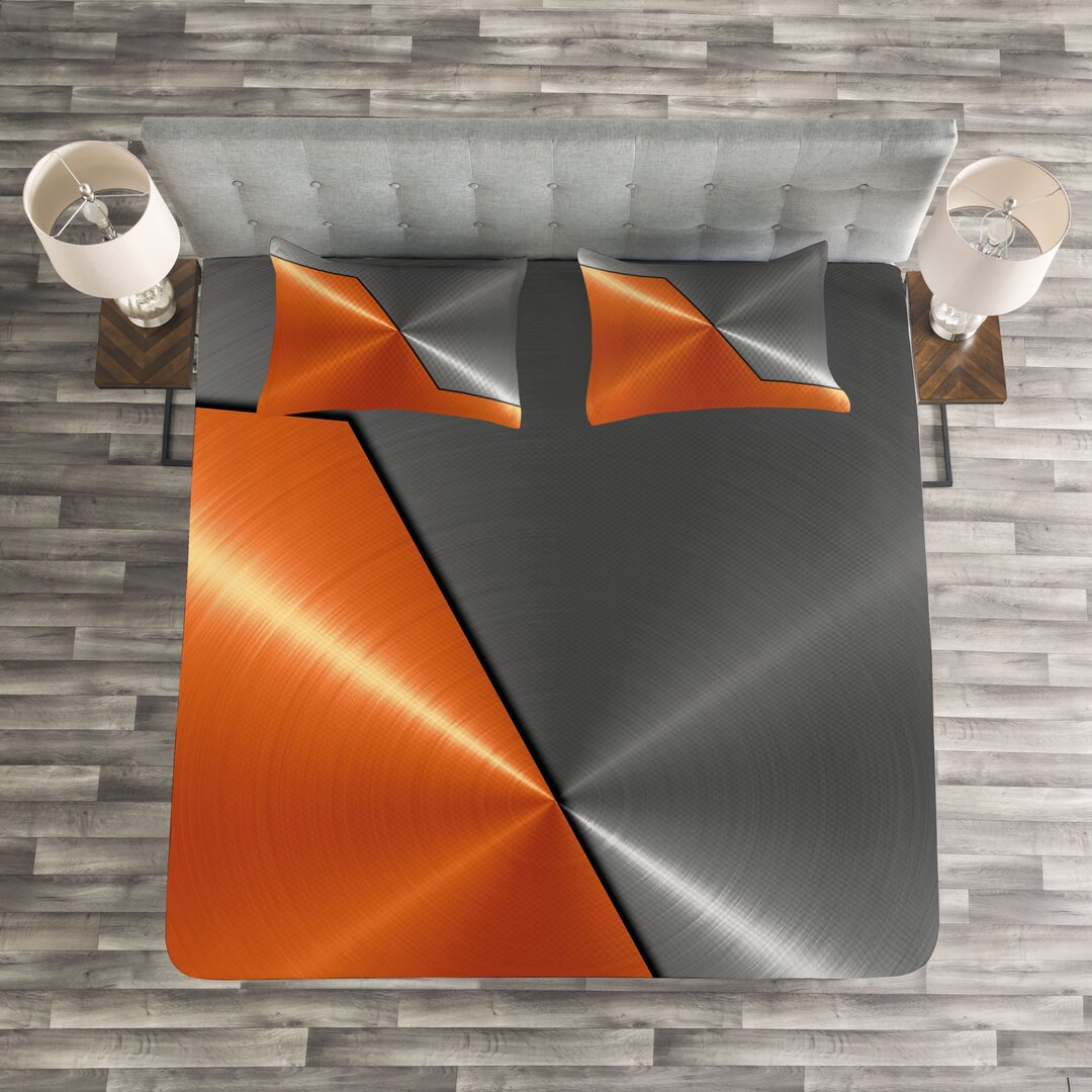 Gestepptes Bettdecken-Set, Maschinen Moderne 3D, Orange Grau, Orange Grau