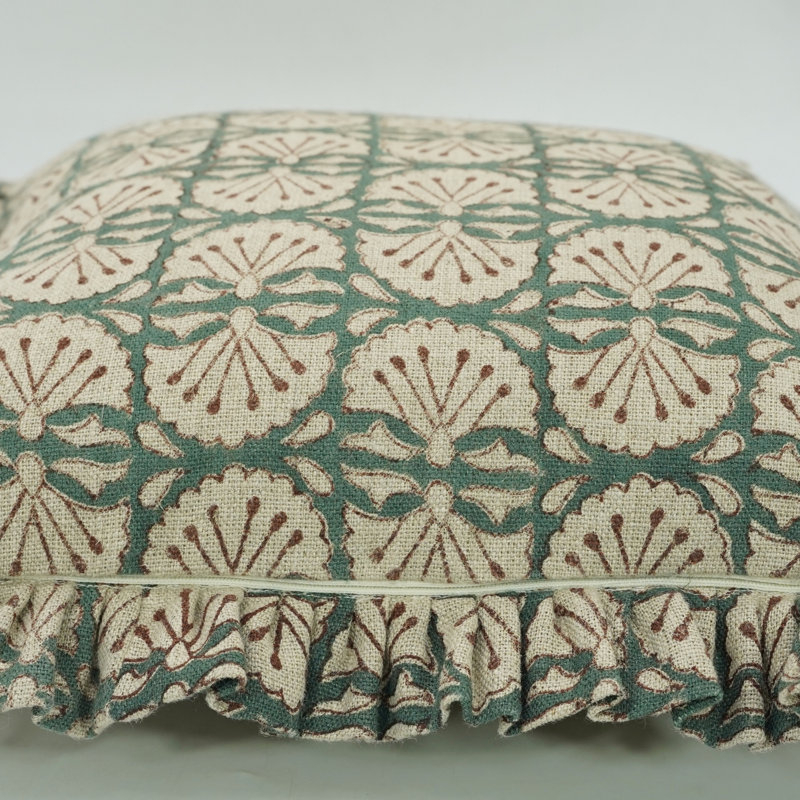 Coussin décoratif imprimé à la main Fab divine, Rectangulaire, Vert, H 20 po x l 12 po