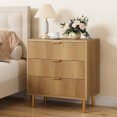 3 Drawer Dresser With Gold Handle And Large Drawer by Mercer41