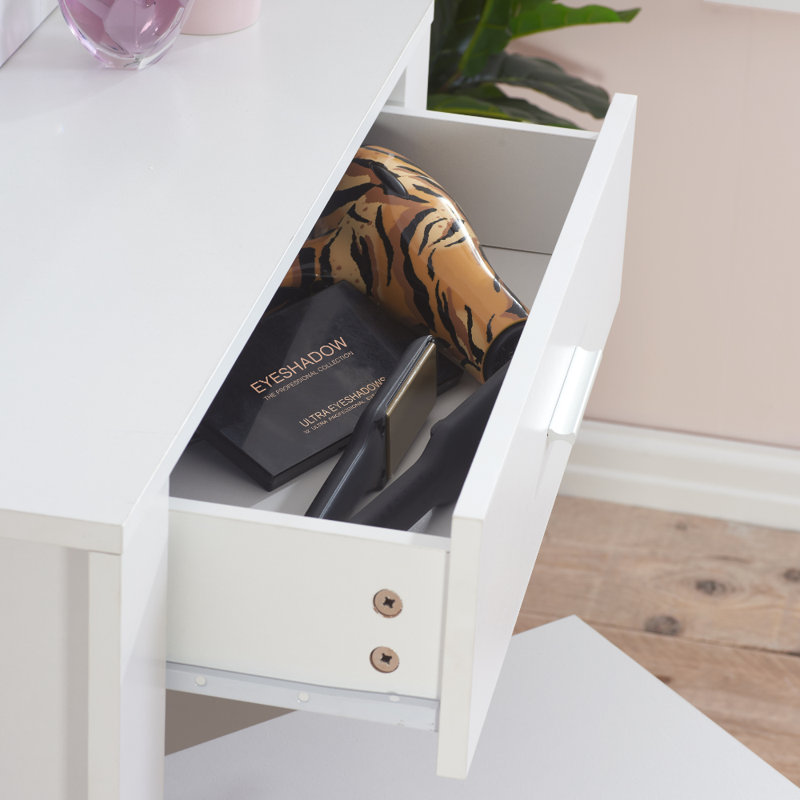 Marqueis Sliding Dressing Table Set with Mirror, White