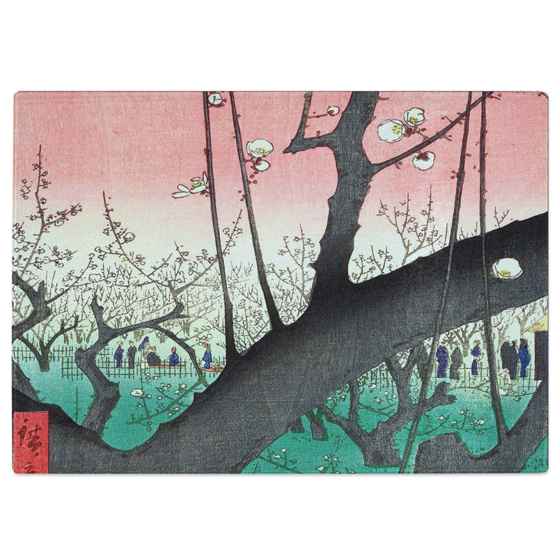 Tempered Glass Plum Garden in Kameido by Utagawa Hiroshige Chopping Board, 28.5 cm W x 20 cm L