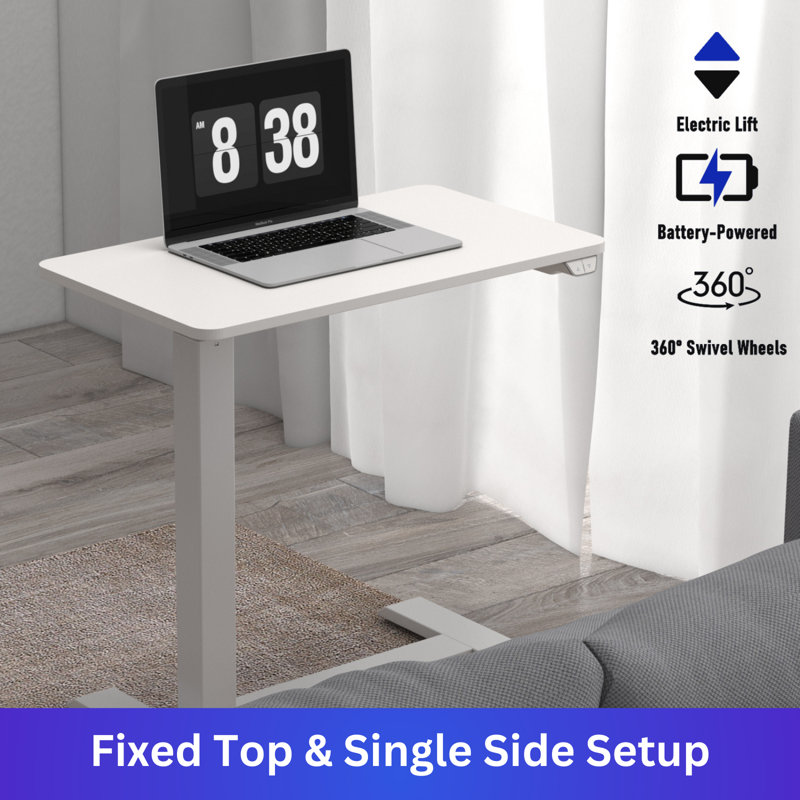 Albelo 70cm W Laptop Standing Desk with Rechargeable Battery, White