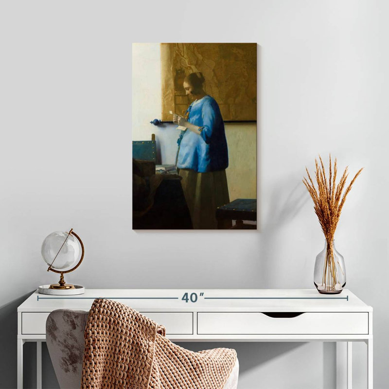 Femme Leisha lisant une lettre, H 24 po x l 16 po