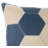 Navy Blue & Cream Cowhide Leather Pillow - Hexagonal Patchwork