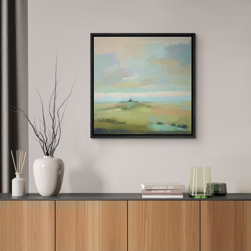 Doux pastel, paysage de campagne, décoration murale pour salon, chambre à coucher, reproduction d'art sur toile encadrée