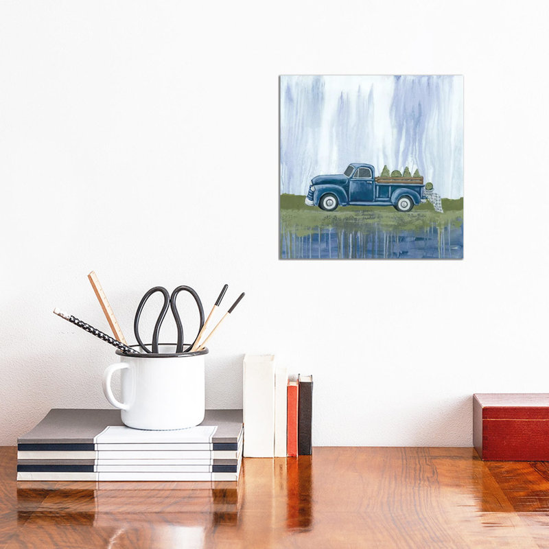 Blue Garden Truck by Sara Baker - Painting on Canvas, 30.48 cm H x 30.48 cm W, Wrapped Canvas