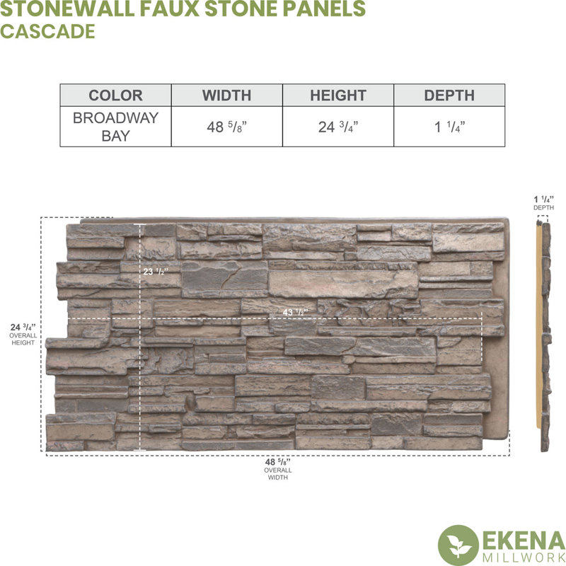 EverStone Cascade Faux Stone Panel, Boardwalk Bay