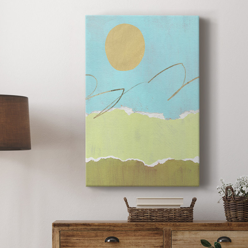 Paysage vert et doré avec pièces I - galerie Cavas sur mesure