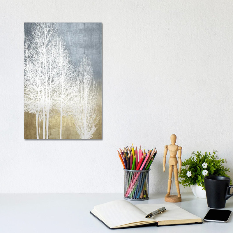 Trees On Gold Panel I by Kate Bennett - Wrapped Canvas Painting, 20.32 cm H x 30.48 cm W