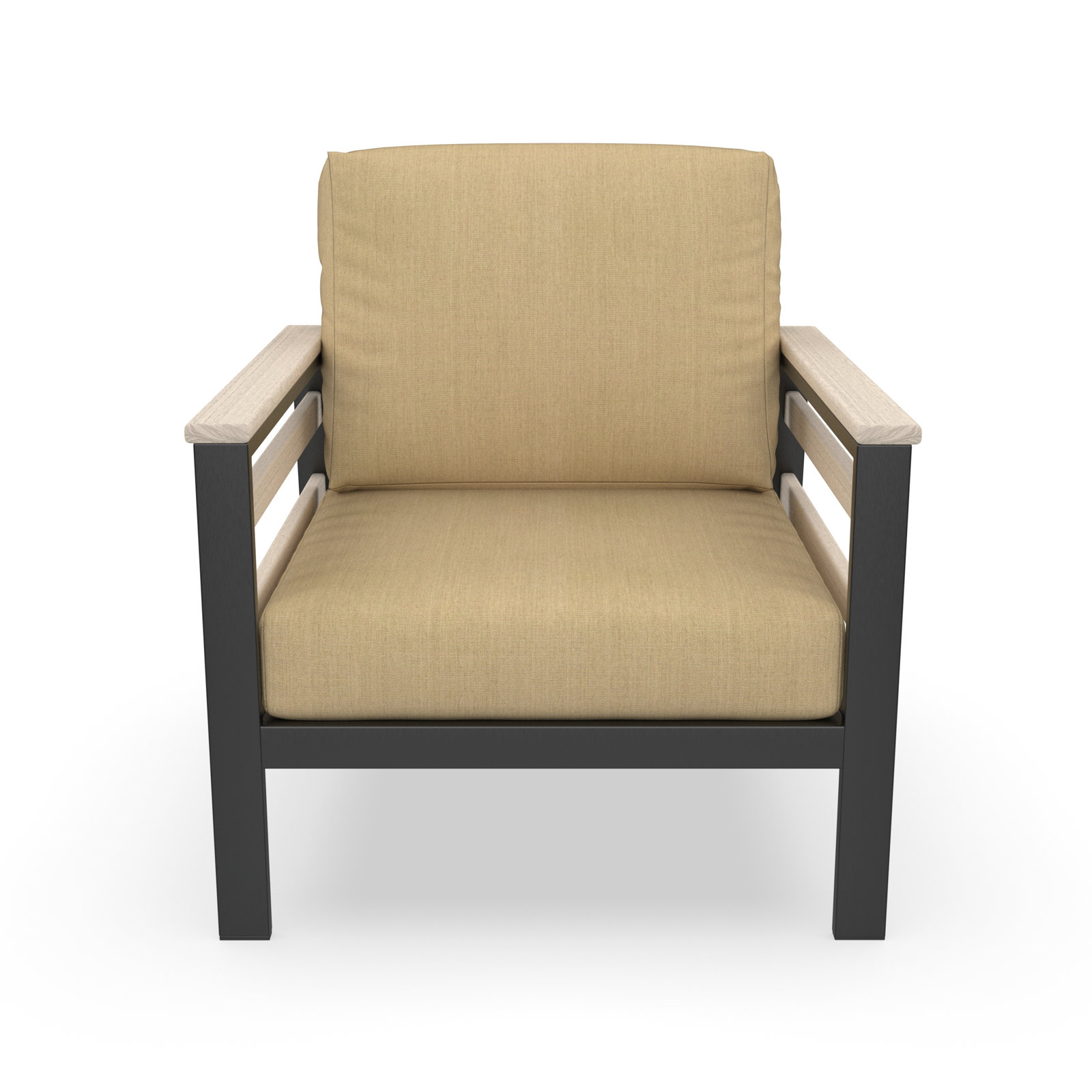 Townsend Patio Chair with Sunbrella® Cushions, White, Sunbrella Cavnas Heather Beige
