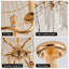 Lustre 6 lumières en or avec perles de cristal et motif cascade, 20 pouces