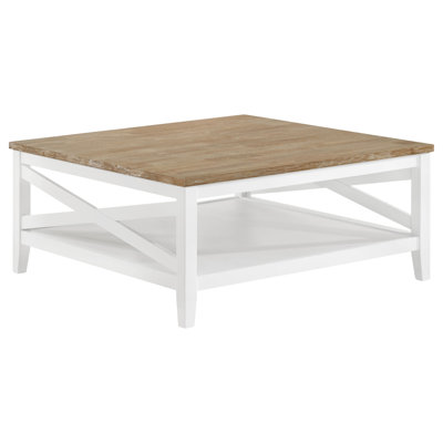 Marschell Square Wood Coffee Table With Shelf Brown and White