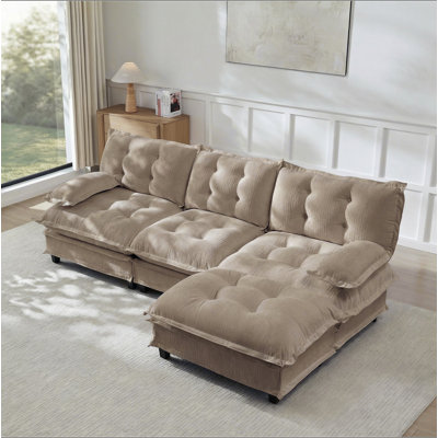 Canapé modulaire modulaire en forme de L 107 po avec repose-pieds en chenille de 107 po avec repose-pieds en treillis confortable, chambre à coucher et appartement
