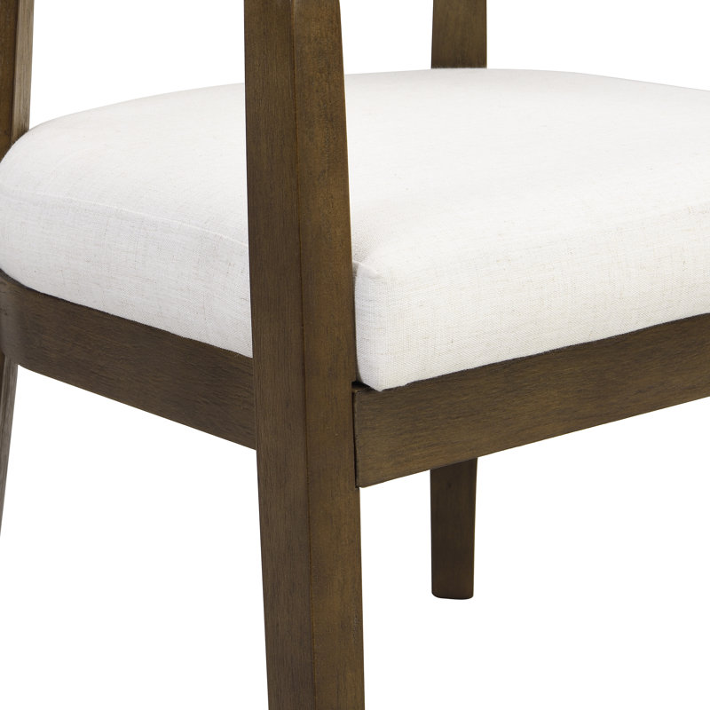 Drake Rubberwood Upholstered Dining Chairs, Beige Cushion/Walnut Frame