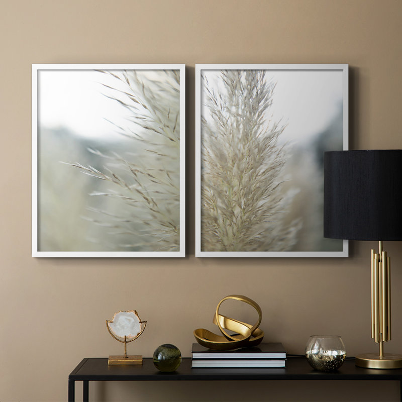 Subtle Grasses III - reproduction encadrée de qualité supérieure - prête à être accrochée - aucun clou requis - aucun clou requis